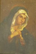 The Madonna in contemplation, oil on panel, unsigned, late C19th/early C20th