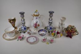 A quantity of C19th and early C20th British and Continental porcelain items including cups, saucers,
