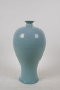 A Chinese Ru ware style porcelain vase, 4 character mark to base, 26cm high