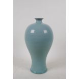 A Chinese Ru ware style porcelain vase, 4 character mark to base, 26cm high