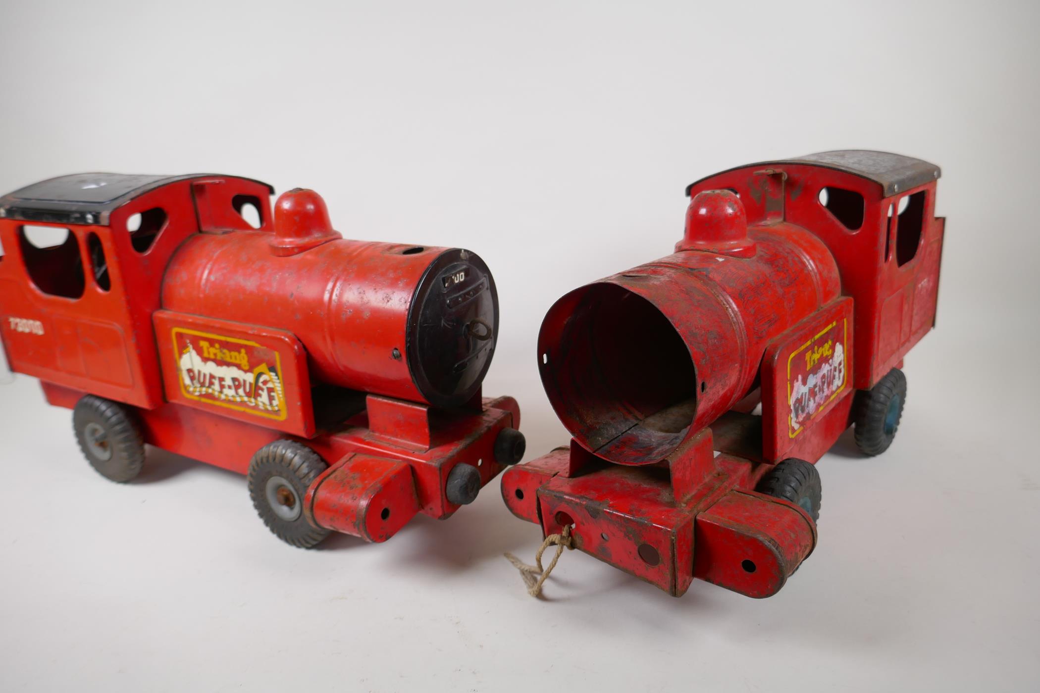 Two mid C20th Triang 'Puff Puff' toy trains, 41cm long - Image 3 of 5