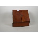 A Victorian walnut stationery box with fitted interior, 30cm x 17cm x 26cm