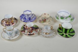 Eight cabinet cups and saucers including Crown Derby, Limoges, Royal Doulton etc