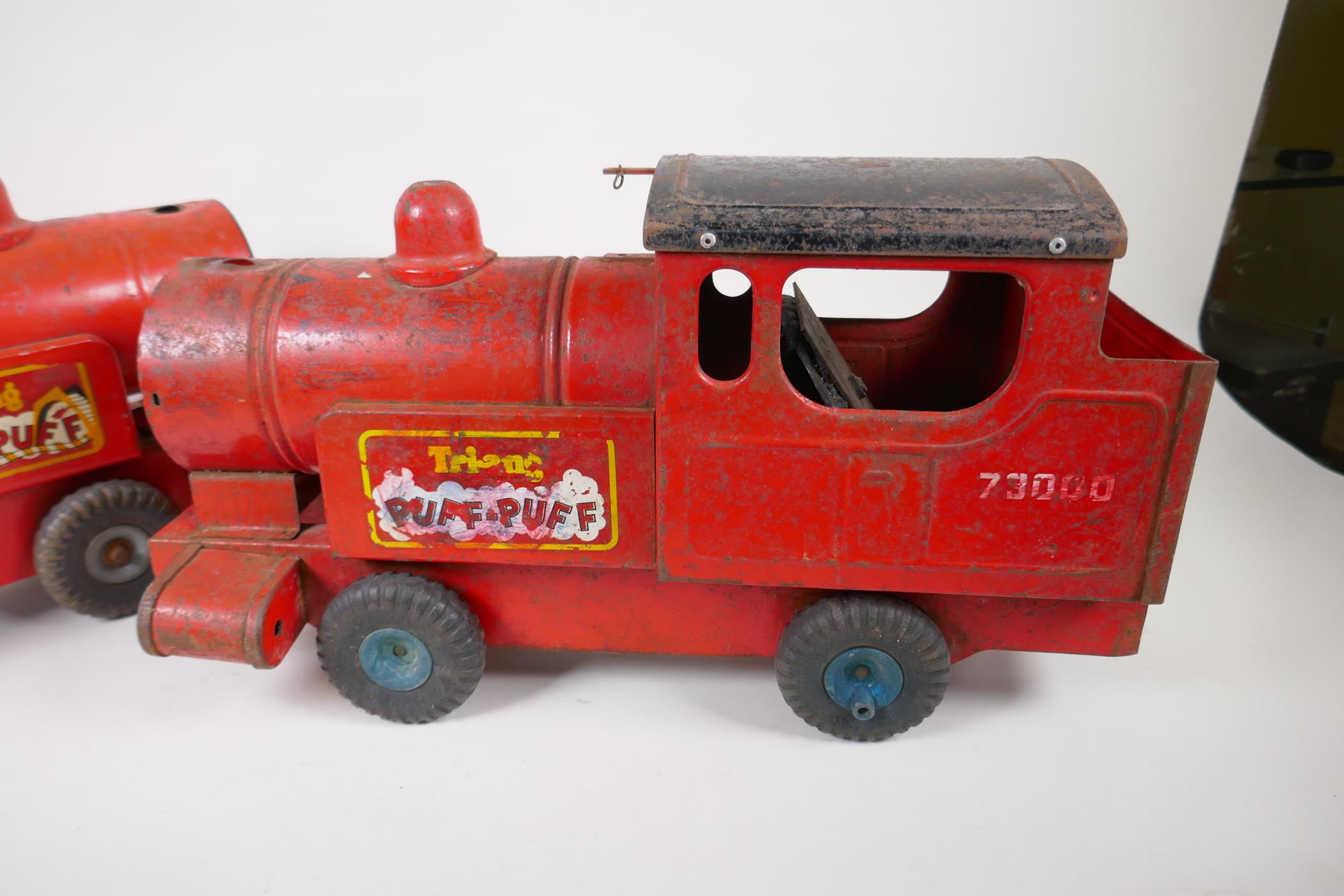 Two mid C20th Triang 'Puff Puff' toy trains, 41cm long - Image 2 of 5