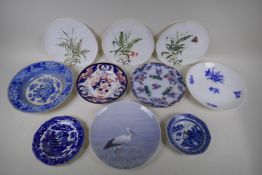 A collection of C19th and C20th British and Continental porcelain plates including Royal Copenhagen,