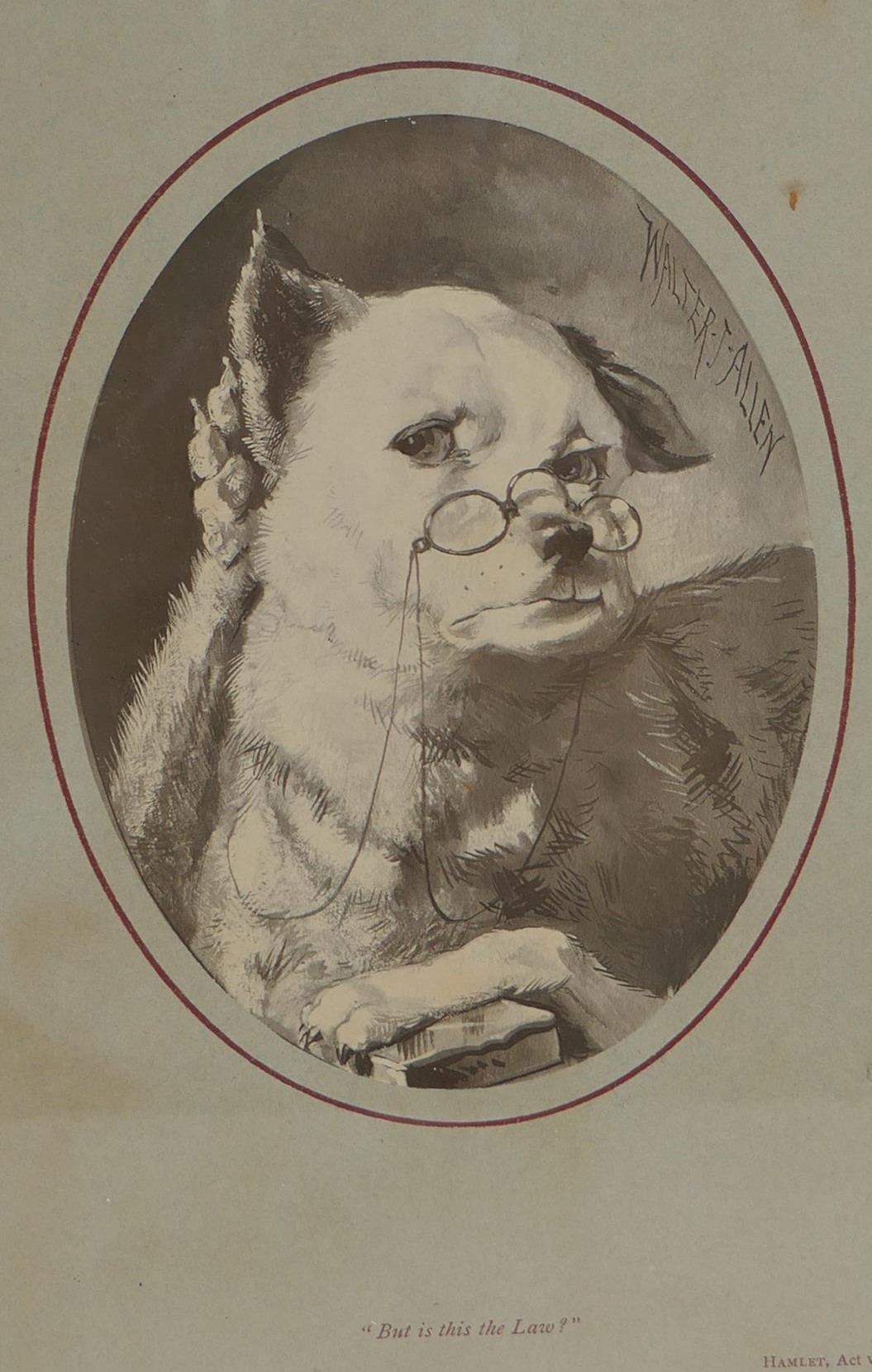 After Walter T. Allen, three humorous black and white prints of dogs in legal situations each titled - Image 2 of 4