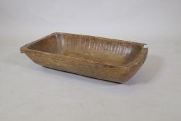 Antique fruitwood trug/bowl, 70 x 37 x 25cm