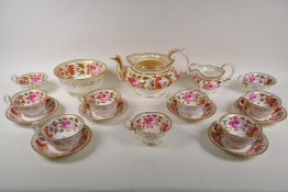 A late C18th/early C19th  Staffordshire part tea service with hand painted floral decoration and