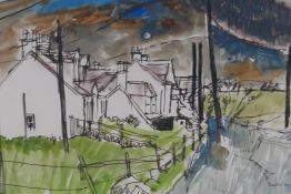 David Mcleod Martin, Scottish (1922-2018), Lothian landscape, mixed media on paper, 33cm x 28cm