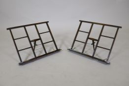 A pair of stained beech wood music stands, 42cm x 33cm