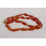 A honey amber bead necklace, 46cm long