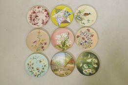 A collection of nine late C19th Copeland hand painted cabinet plates of varying designs, with