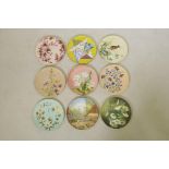 A collection of nine late C19th Copeland hand painted cabinet plates of varying designs, with