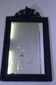 A C19th French painted wall mirror, AF, 28" x 45½"