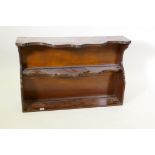 A C19th mahogany hanging shelf with shaped front, 94 x 21 x 63cm