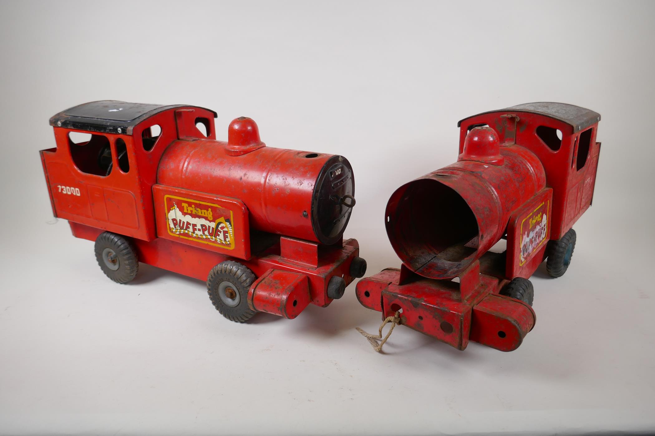 Two mid C20th Triang 'Puff Puff' toy trains, 41cm long - Image 4 of 5