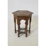 Antique Hispano-Moresque occasional table inlaid with exotic veneers and bone and Islamic
