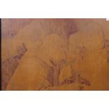 After E. Grutzner, a pokerwork panel, signed A. Veronesi, Lugano, in a Dutch faux tortoiseshell