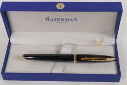 A Waterman Paris fountain pen with 18ct gold nib in presentation box, AF