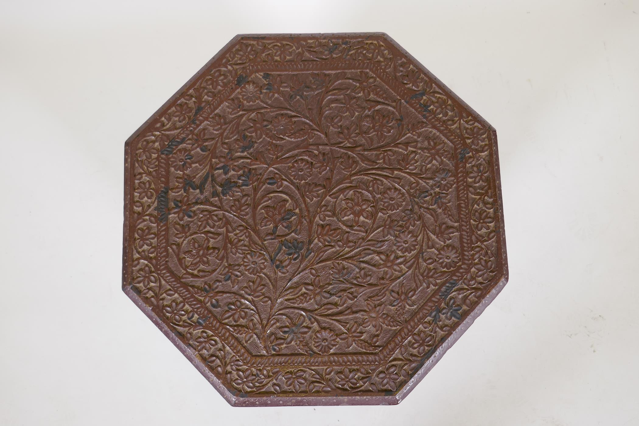 An Indian carved and lacquered wood occasional table, 18" x 18" - Image 3 of 4