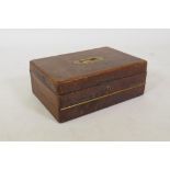 A C19th leather bound correspondence case opening to reveal a blind tooled velvet writing slope