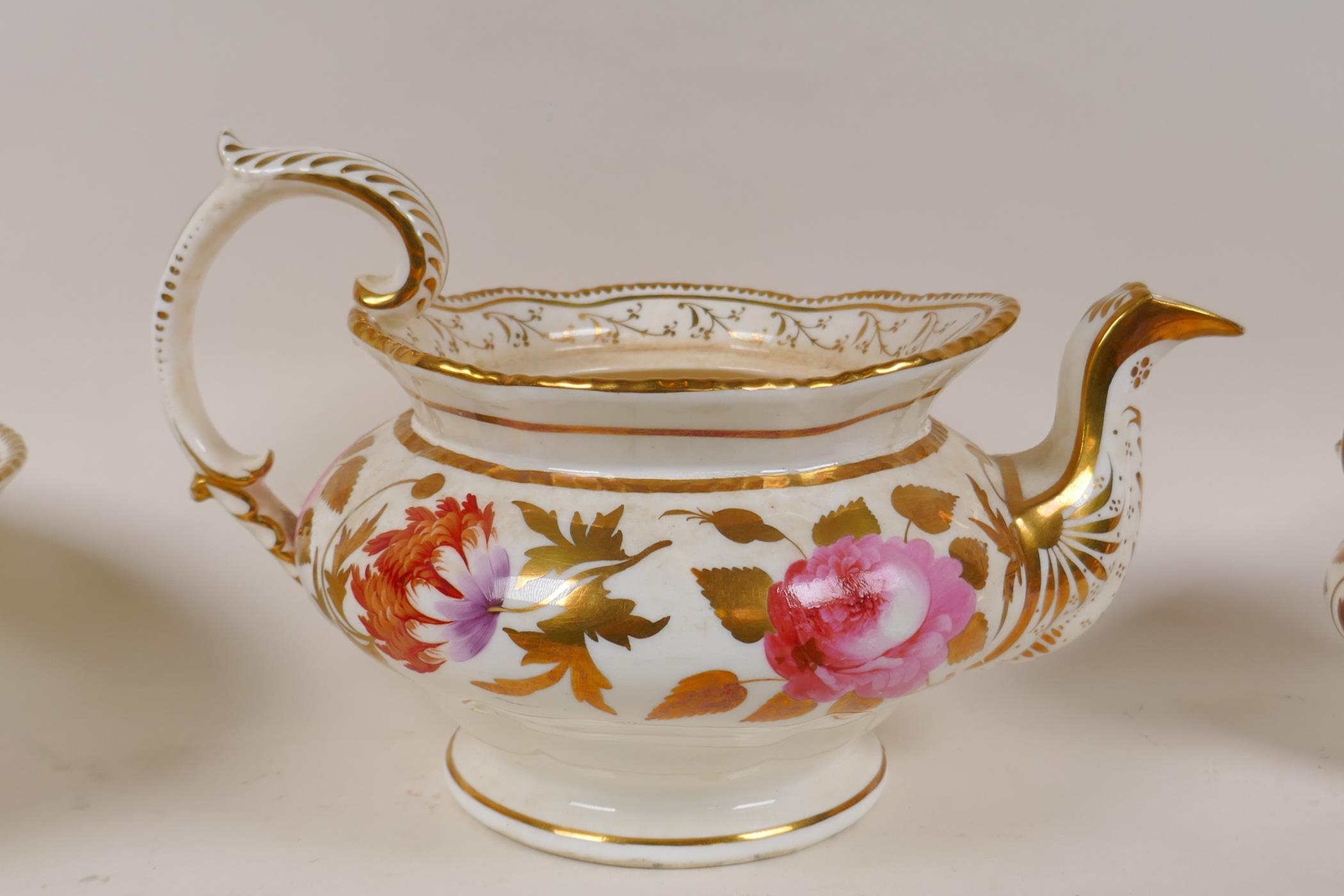 A late C18th/early C19th  Staffordshire part tea service with hand painted floral decoration and - Image 3 of 11