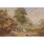 Farmstead with cattle, late C19th, signed indistinctly, 1878, watercolour, 44 x 36cm