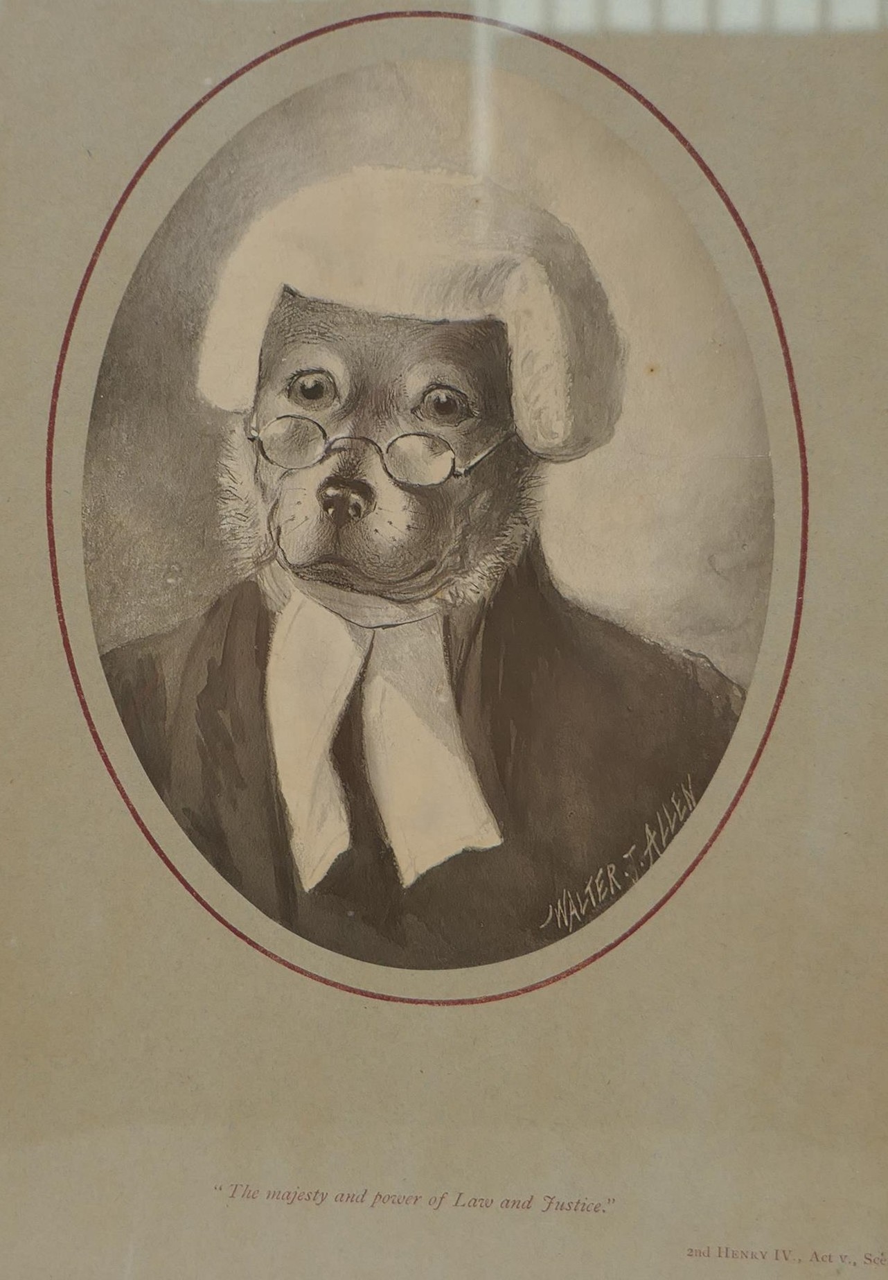 After Walter T. Allen, three humorous black and white prints of dogs in legal situations each titled - Image 4 of 4
