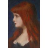 Portrait of a young lady with red hair, signed Henner, pastel drawing, 37cm x 47cm