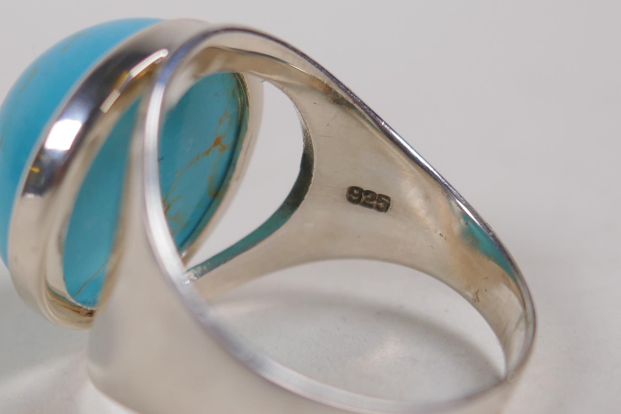 A 925 silver and turquoise set ring, size P/Q - Image 3 of 3