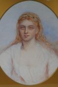 Head and shoulder portrait of a young lady, monogrammed E.T. (Edward Tayler?), oval mounted