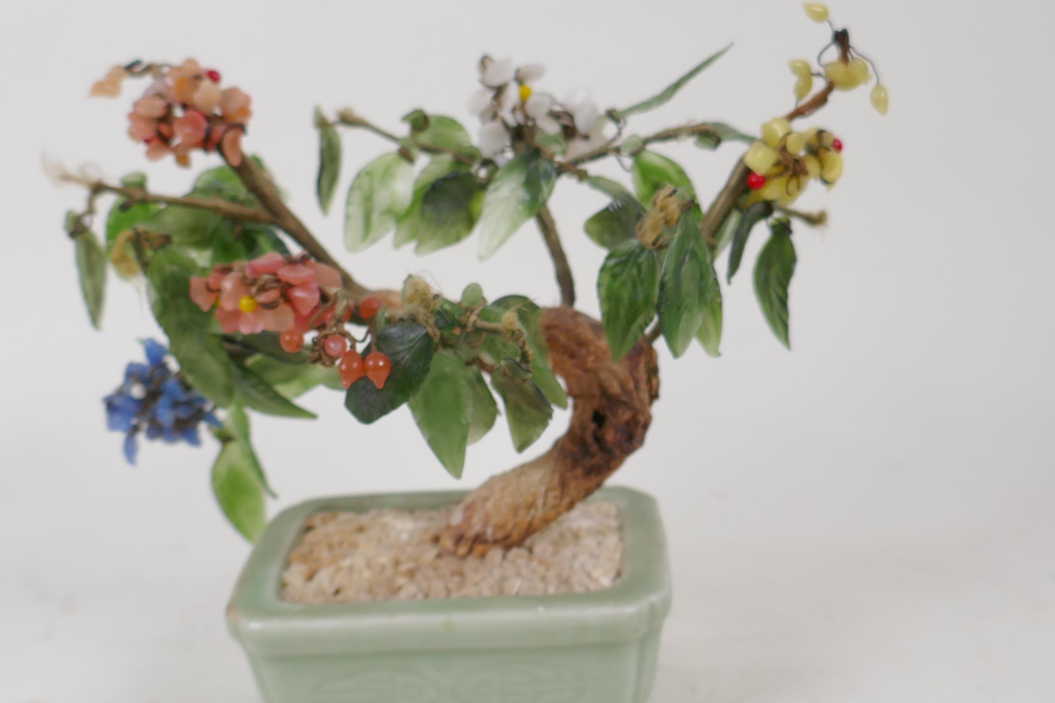 A Chinese hardstone bonsai tree, 16cm high - Image 2 of 3