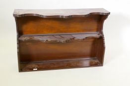 A C19th mahogany hanging shelf with shaped front, 94 x 21 x 63cm
