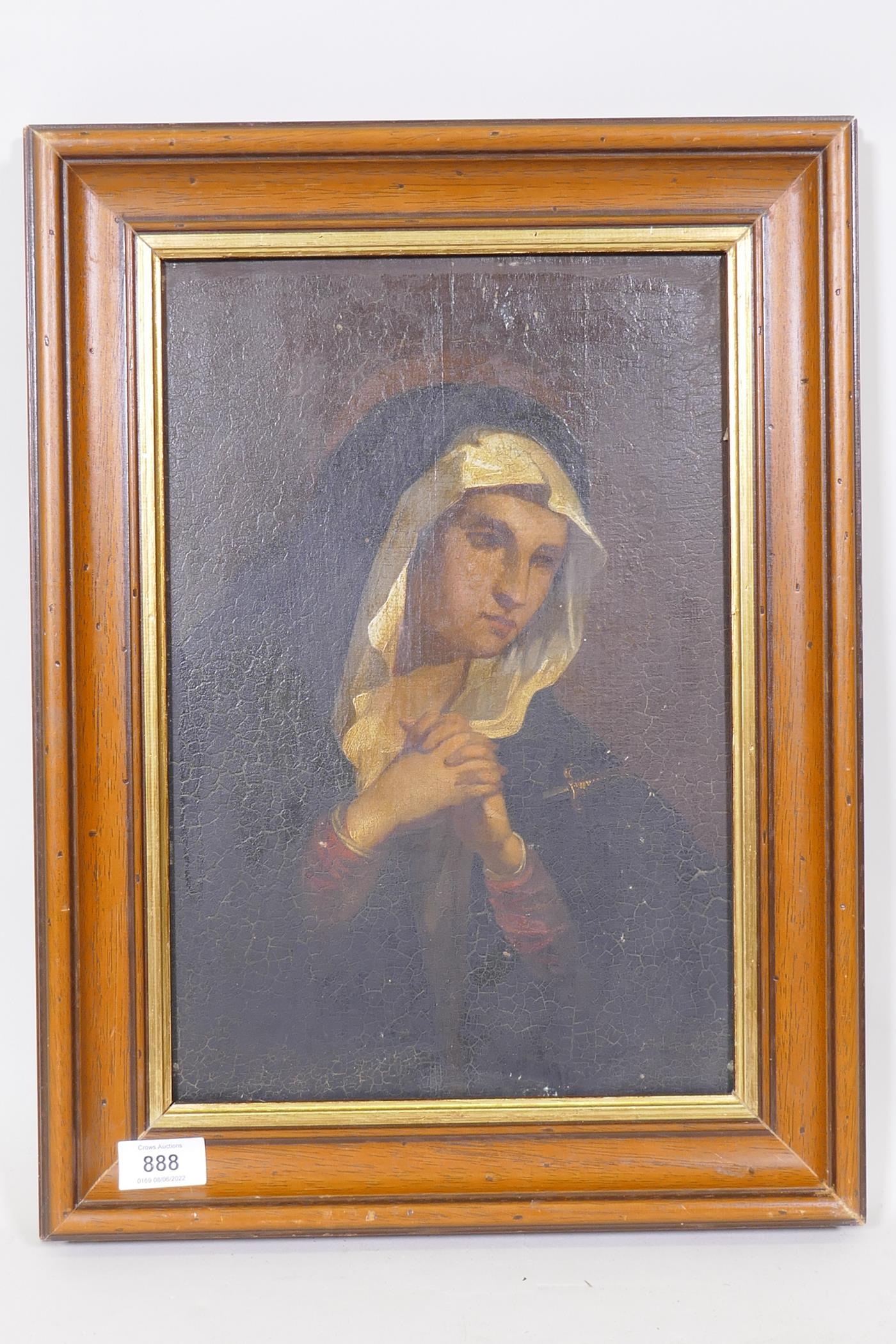 La vierge Marie poignardée, oil on panel, unsigned, late C19th/early C20th - Image 3 of 4