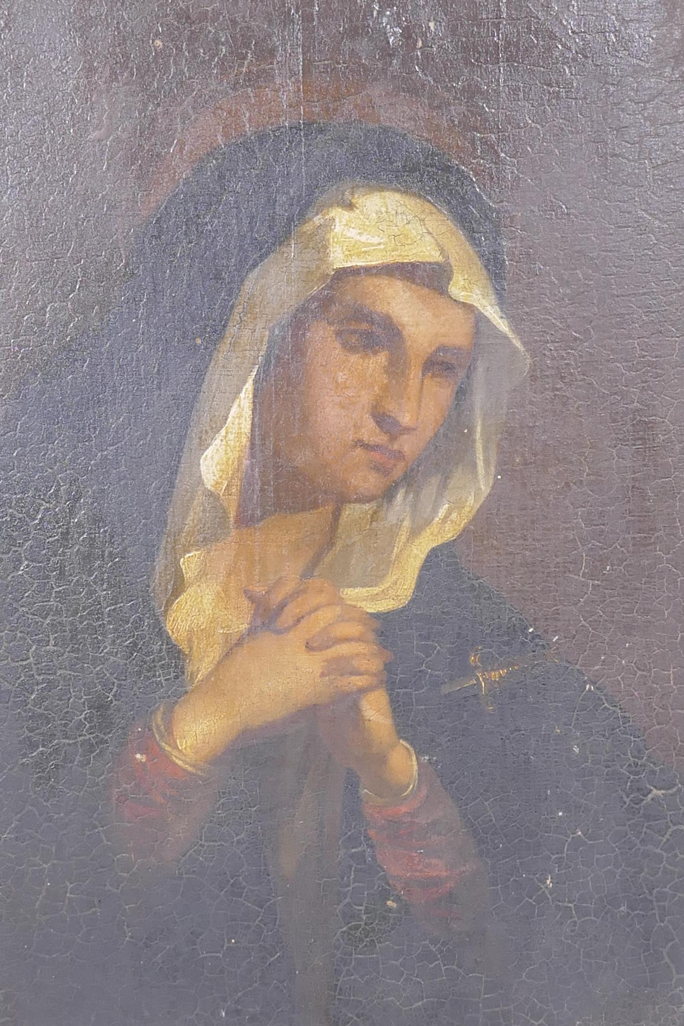 La vierge Marie poignardée, oil on panel, unsigned, late C19th/early C20th - Image 2 of 4