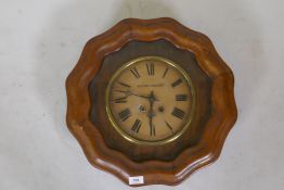 A C19th French walnut case vineyard wall clock, the glass dial inscribed Henry Bright Paris,