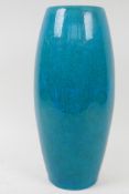 A Japanese Meiji period turquoise crackle glazed porcelain vase with 6 character mark to base,