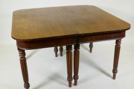 A C19th mahogany dining table with two D ends, 128 x 64cm