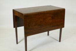 A C19th mahogany drop leaf table, raised on square tapering supports, 90 x 50 x 72 cm