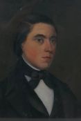 Portrait of a young gentleman, in a good period maple frame, C19th oil on board, 25cm x 30cm