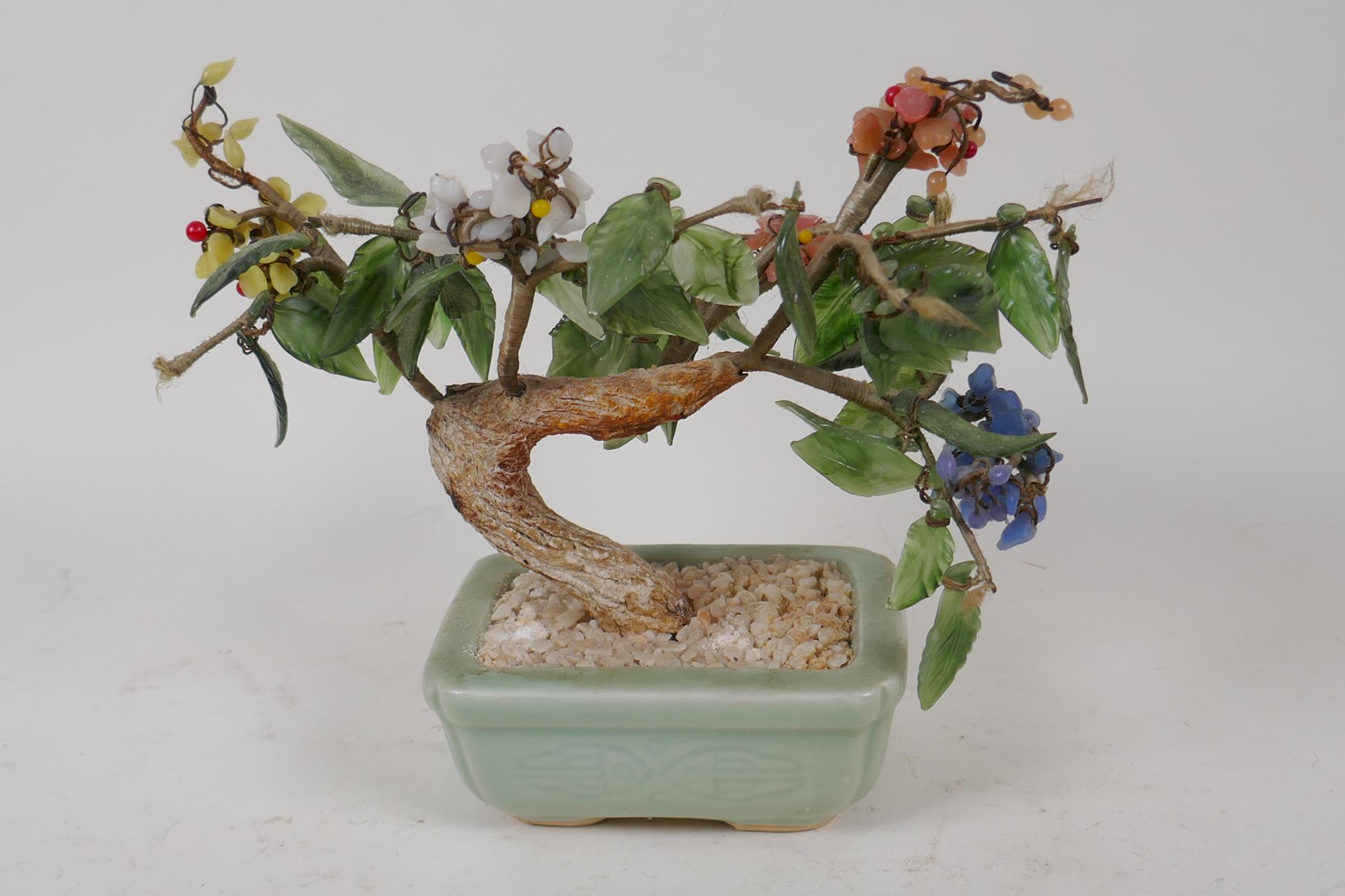 A Chinese hardstone bonsai tree, 16cm high - Image 3 of 3