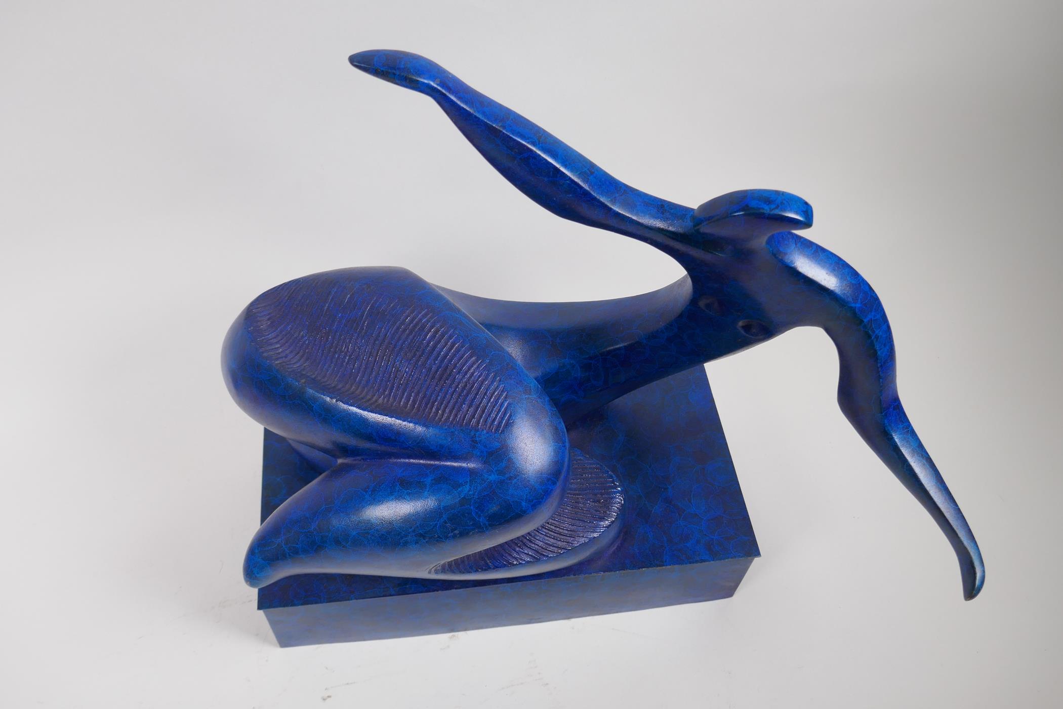 A modernist blue patinated bronze figure, 36cm high - Image 3 of 4