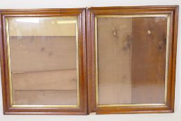 A pair of glazed C19th birds eye maple picture frames, aperture 57 x 70cms