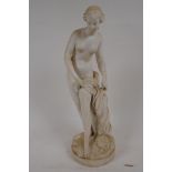 A C19th Parian figure of a female nude, 35cm high