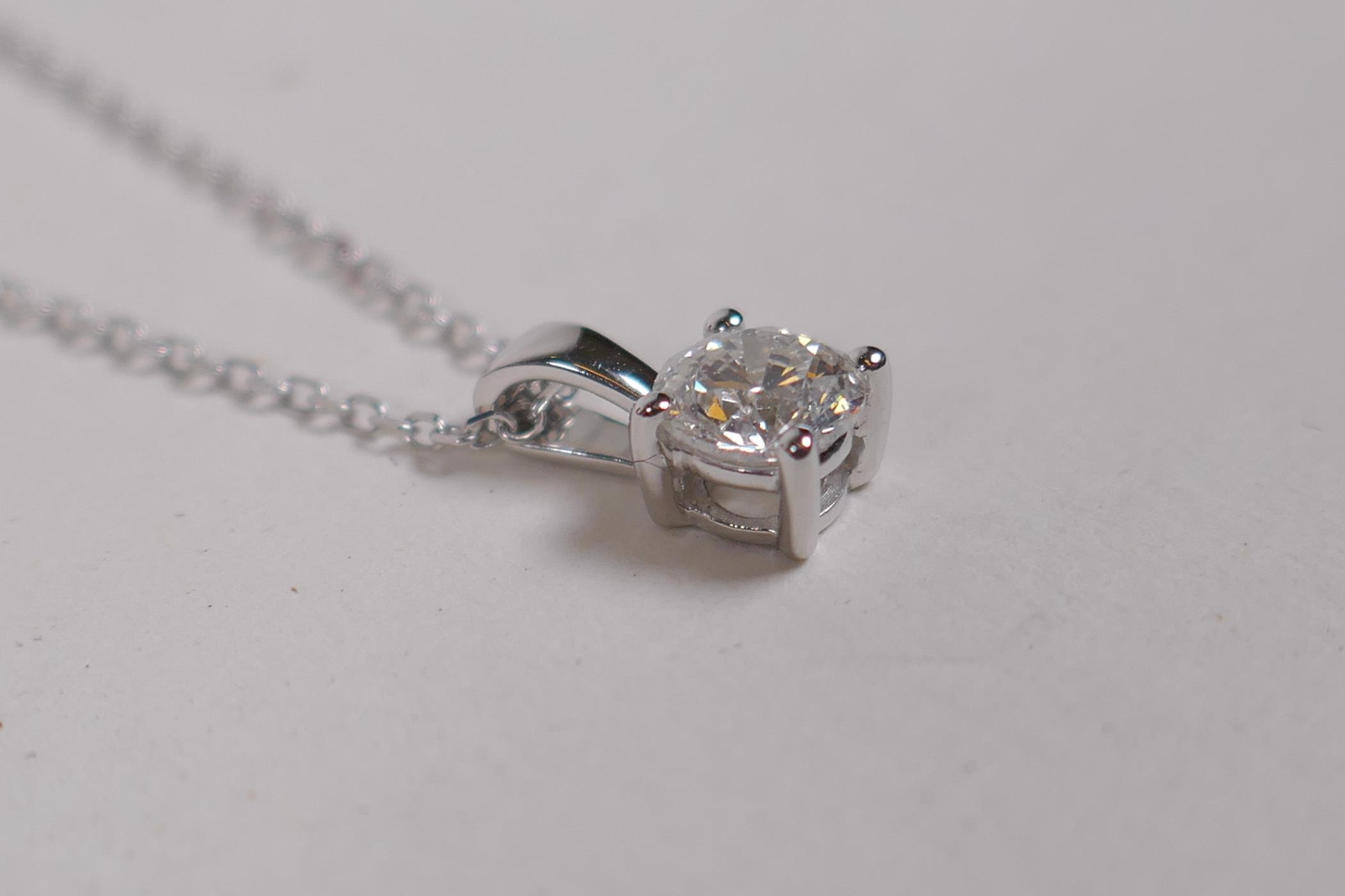 An 18ct white gold and diamond pendant necklace, approx 41 points - Image 2 of 2