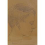 Portrait of a boy, 'Iain', pencil on paper, signed with a monogram E.M.M.T., 21 x 26cms