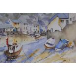 M. Reece, 01, harbour scene, watercolour, 53cm x 35cm