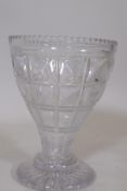 A cut glass vase in the style of Waterford, unmarked, 24cm high