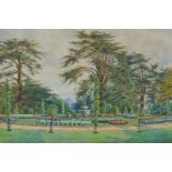 J.M. Walest, 1892, 'The Rosery, Painshill', watercolour of an ornamental garden, 33 x 25cms
