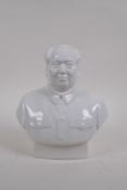 A Chinese blanc de chine bust of Mao, 23cm high